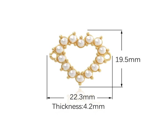 18K Gold Filled Heart Connector,Dainty Pearl Connector,Pearl Connector Bracelet Necklace for DIY Jewelry Making Supply