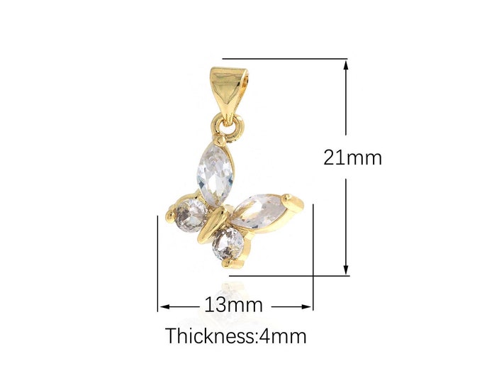 Butterfly Pendant Shiny Gold Butterfly Pendant Exquisite Pendant 18K Gold Filled Insect Jewelry DIY Jewelry Supply,21x13x4mm