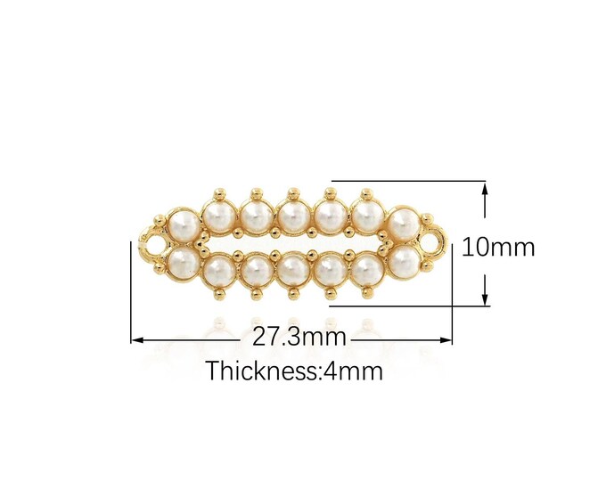 18K Gold Filled Square Pearl Tennis Bracelet, Micropavé CZ Bracelet Connector, Classic Tennis Bracelet, 27.3x10x4mm