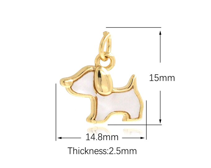 Gold Dog Pendant,Animal Jewelry,18K Gold Filling Pet Dog Charm , DIY Jewelry Making Supplies,15x14.8x2.5mm