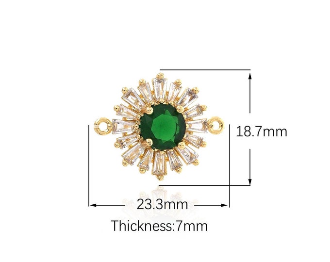 18K Gold Filled Sun Connector,Gold Dainty CZ Sun Connector,Sun Connector Bracelet Necklace for DIY Jewelry Making Supply