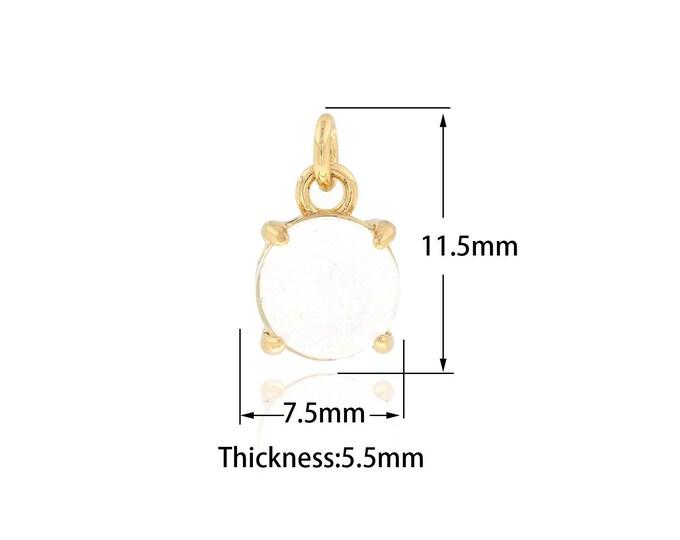 18K Gold Filled Mini Round Pendant,Single Stone Beautiful Single Diamond Bracelet Necklace DIY Jewelry Accessories