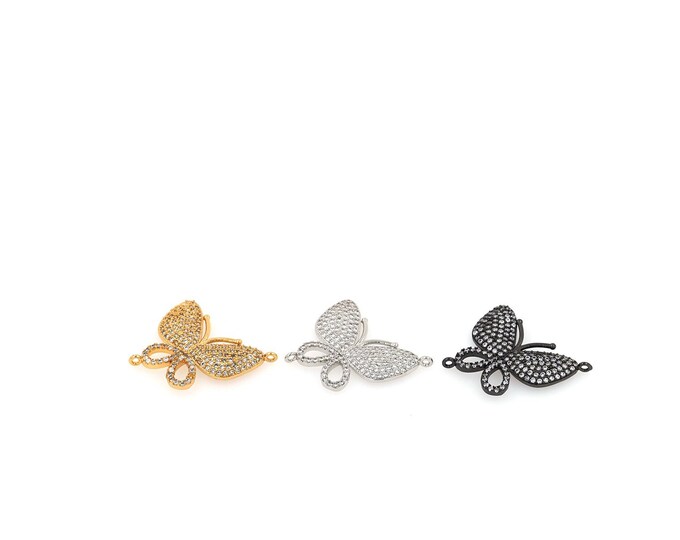18K Gold Filled CZ Butterfly Connector,Gold Dainty Butterfly Connector,Butterfly Connector Bracelet Necklace for DIY Jewelry Making Supply