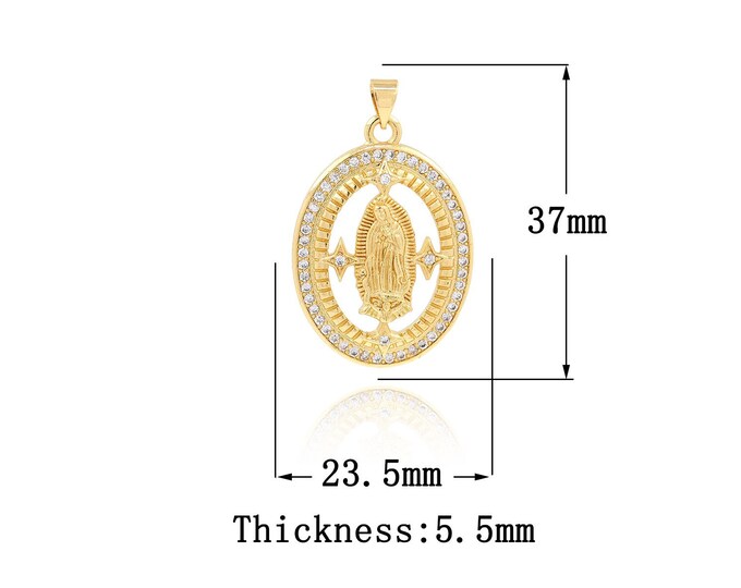 18K Gold Filled CZ Virgin Mary Pendant,Gold Dainty Religion Charms,Catholic Charm Bracelet Necklace for DIY Jewelry Making Supply