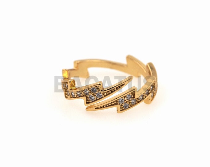 1PCS Lightning Ring Minimalist Ring, Exquisite Ring, Fashionable Ring By Opening Adjustable Lightning Ring 18K Gold Filled With CZ Charm