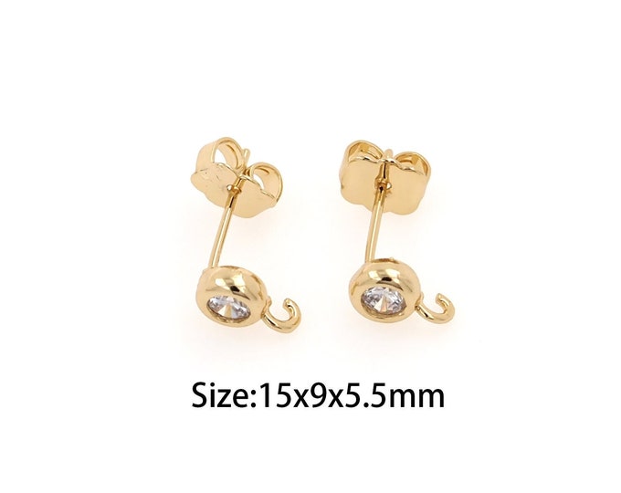 1 pair Earring Accessories,18K Gold Filled Round Stud Earrings,Gold Dainty Round Stud Earrings,Simple Stud Earrings,Gift for Her,15x9x5.5mm