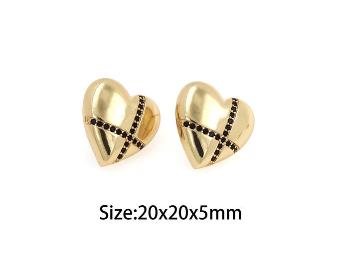 1Pair Zircon Heart-Shaped Earrings  Heart-Shaped Zircon Earrings  18K Gold Filled Heart-Shaped Earrings Heart-Shaped Hoop 20x20x5mm