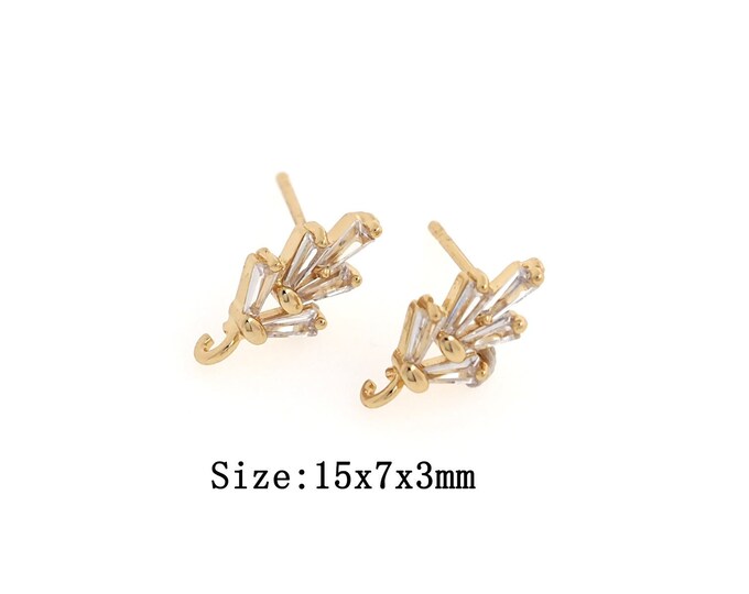 18K Gold Filled Bar Diamond Earrings Findings, Micropavé CZ Earrings,Bar Diamond Earrings Accessories,Hypoallergenic