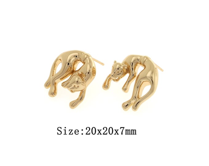 18K Gold Filled Jaguar Stud Earrings, Jaguar Stud Earrings,Gold Jaguar Minimalist Stud Earrings,Hypoallergenic