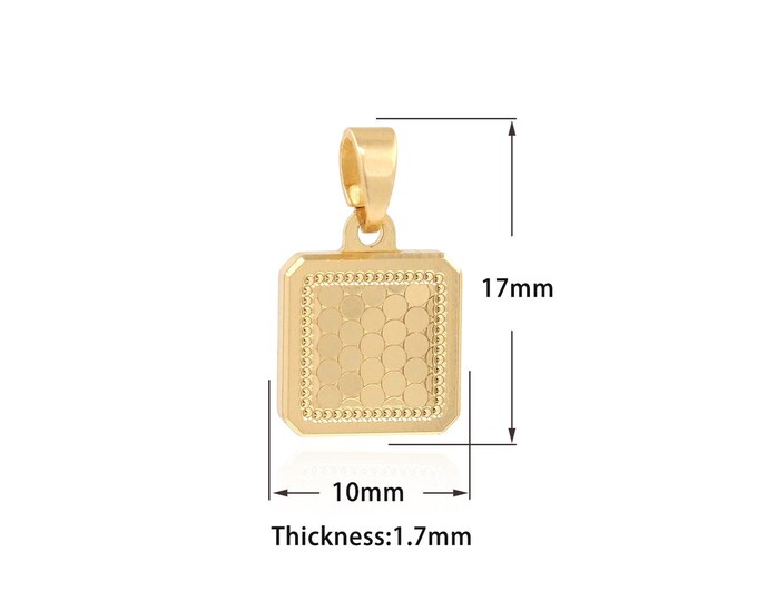 Dainty Square Pendant,Rectangle Pendant Pendant Necklace, 18K Gold Filled Square Charm, DIY Jewelry Supplies,17x10x1.7mm