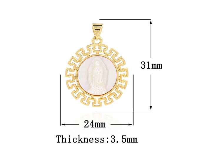 18K Gold Filled Virgin Mary Pendant,Gold Dainty Fritillary Religion Charms,Catholic Charm Bracelet Necklace for DIY Jewelry Making Supply