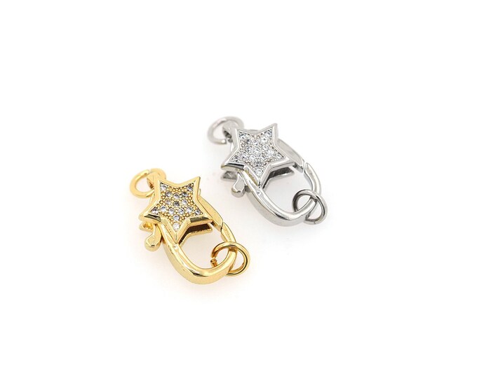 18K Gold Filledl Snap Clasp,Gold Dainty Star Clasp,Star Clasp Bracelet Necklace for DIY Jewelry Making Supply