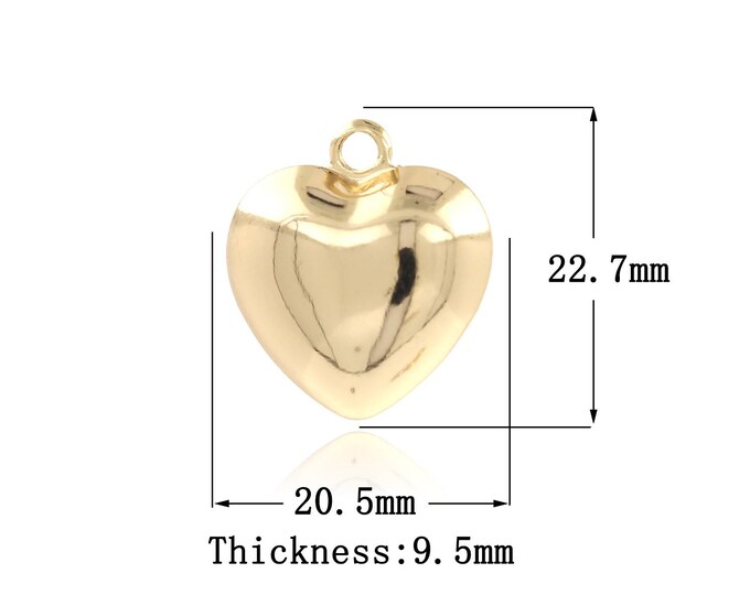 1Pcs Gold Heart Pendant Golden Fluffy Heart Necklace Gold Filled Love and Friendship Necklace DIY Jewelry Making Accessories 22.7x20.5x9.5mm