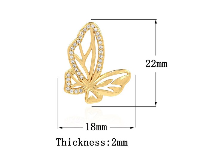 18K Gold Filled CZ Butterfly Pendant,Gold Dainty Butterfly Charms,Butterfly Charm Bracelet Necklace for DIY Jewelry Making Supply