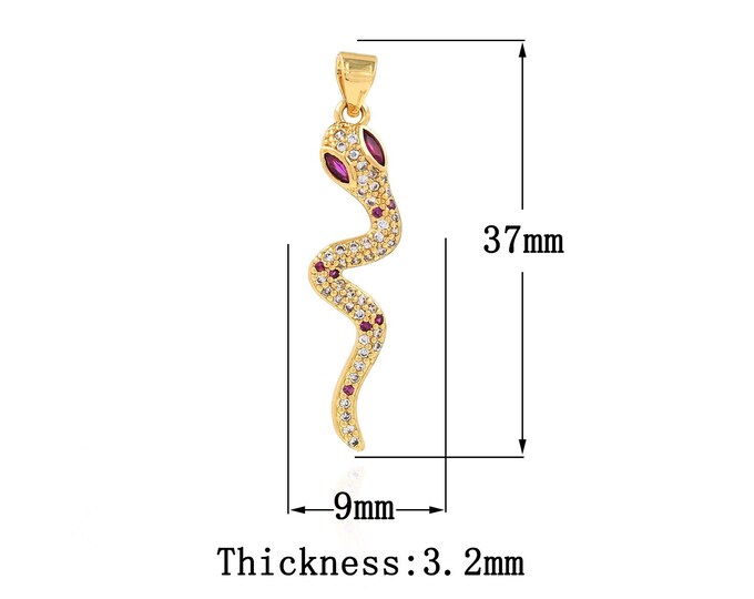 18K Gold Filled Snake Pendant,Gold Dainty CZ Snake Charms,Snake Charm Bracelet Necklace for DIY Jewelry Making Supply