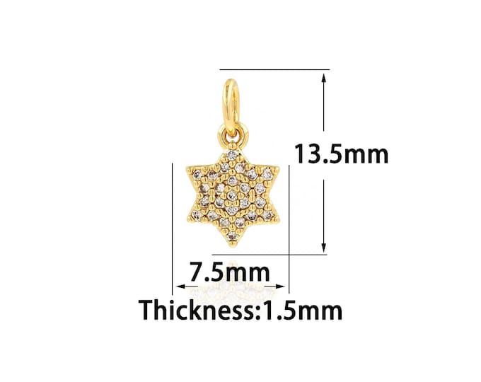 18K Gold Filled Star Pendant,Gold Dainty North Star Charms,CZ Star Charm Bracelet Necklace for DIY Jewelry Making Supply