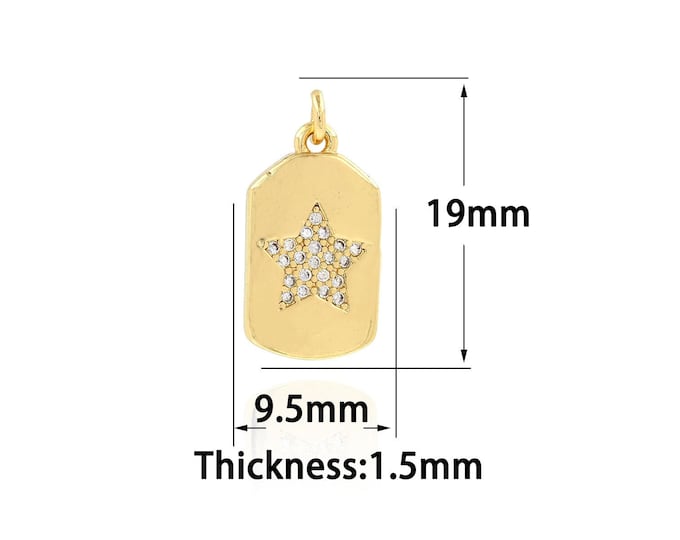 1PCS Dainty Polaris Pendant, Star Charm, 18K Gold Filled Pentagram Charm,Jewelry Making Supplies 9.5x19x1.5mm