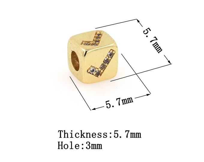 18K Gold Filled CZ Symbol Beads,Gold Square Beads,Symbol Beads DIY Gold Jewelry Making Supply
