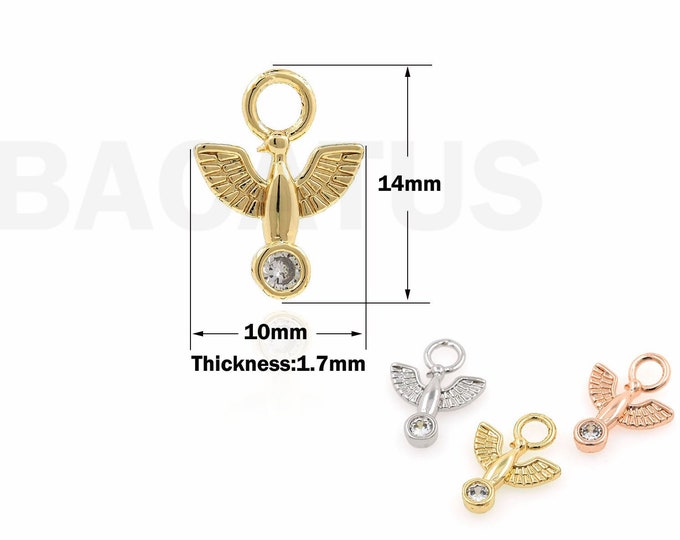 1PCS 18K Gold Filled Parrot Necklace, MicroPave CZ Parrot Pendant,Cubic Parrot, Parrot Charm, Animal Charm 14x10x1.7mm