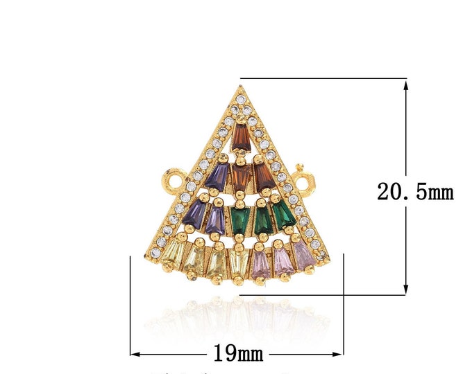 18K Gold Filled Triangle Crystal Hand Link Head, Micropavé CZ Crystal Connector, DIY Necklace And Bracelet Accessories,