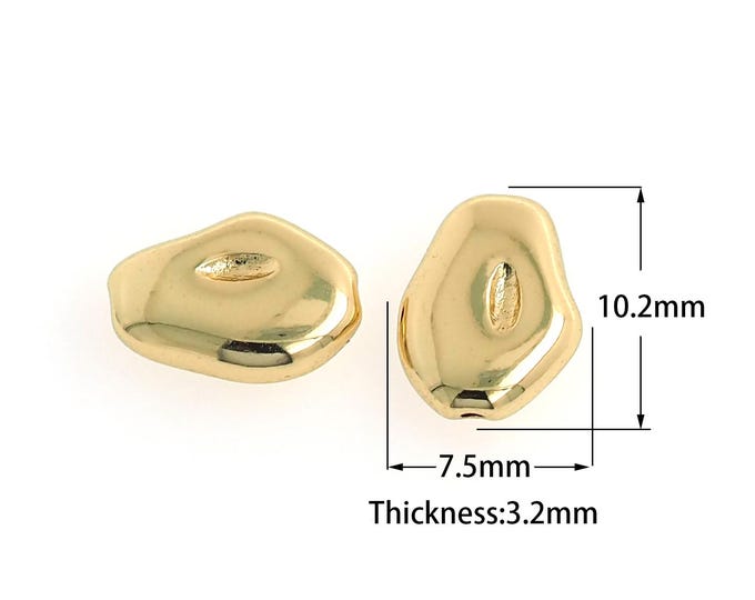 18K Gold Filled Flat Beads,Gold Flat Beads,DIY Bracelet Necklace Earrings Jewelry Making