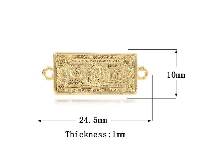 10 pcs Money Symbol Connector, 18K Gold Filled Dollar Connector, Money Charm, Dollar Symbol Charm,DIY Jewelry Accessories,10x24.5x1mm