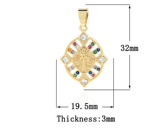 18K Gold Filled Girl Pendant,Gold Dainty CZ Sun Charms,Girl Charm Bracelet Necklace for DIY Jewelry Making Supply
