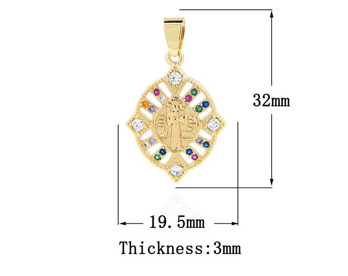 18K Gold Filled Girl Pendant,Gold Dainty CZ Sun Charms,Girl Charm Bracelet Necklace for DIY Jewelry Making Supply