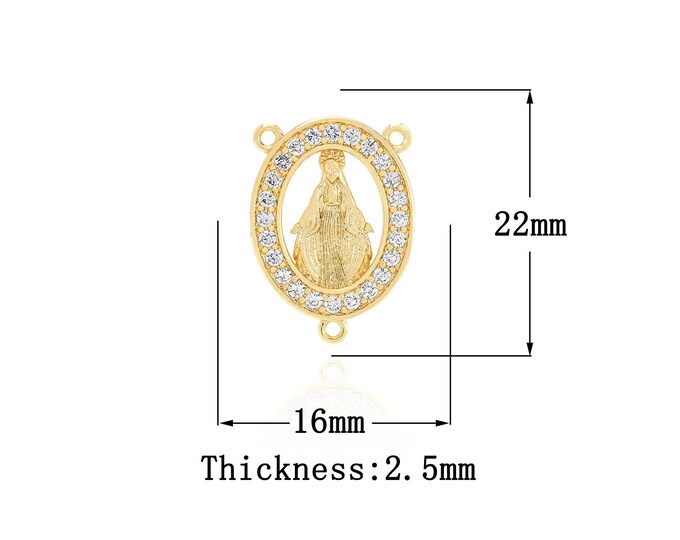 18K Gold Filled CZ Virgin Mary Pendant,Gold Dainty Religion Charms,Catholic Charm Bracelet Necklace for DIY Jewelry Making Supply