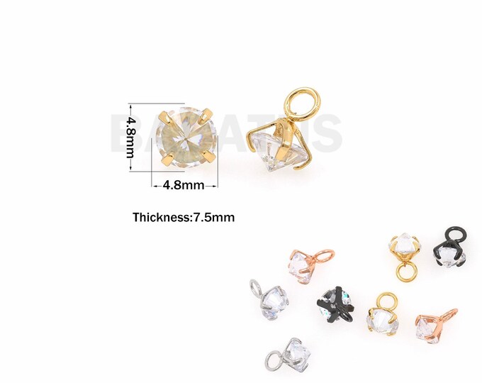 Micropavé CZ Crystal Necklace, 18K Gold Filled Crystal Pendant,Classic Cut Pendant,Heart Cut Necklace, DIY Jewelry Accessories,4.8x4.8x7.5mm