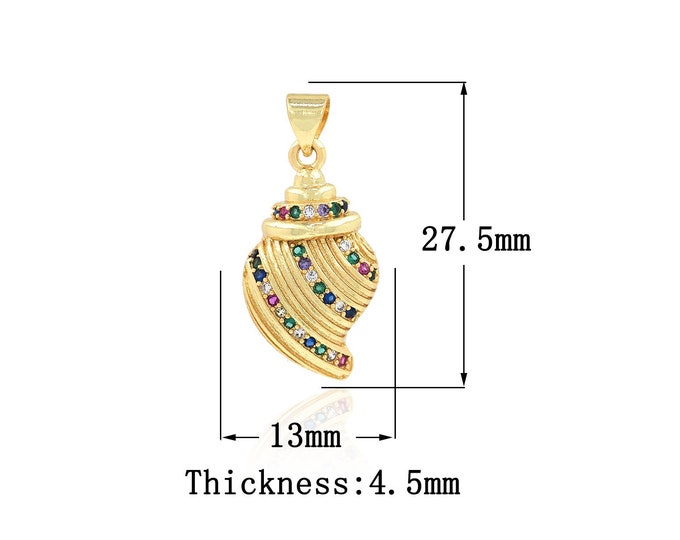 Gold Dainty Shell Charms,18K Gold Filled Shell pendant,Simple pendant Bracelet Necklace for DIY Jewelry Making Supply,27.5x13x4.5mm