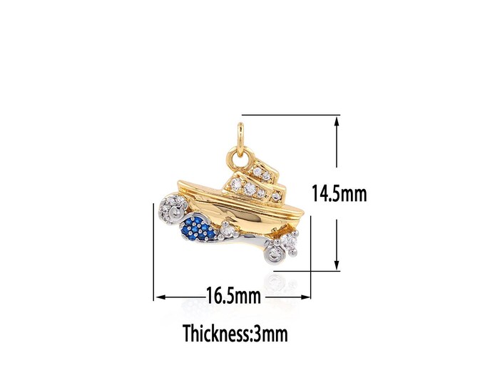 18K Gold Filled Boat Pendant,Gold  Dainty Boat Charm, Minimalist  Charm Bracelet Necklace for DIY Jewelry Making Supply