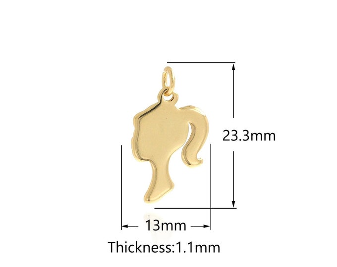 Gold Dainty Girl Charms,Tiny Girl Pendant,18K Gold Filled Girl Charm Bracelet Necklace for DIY Jewelry Making Supply,