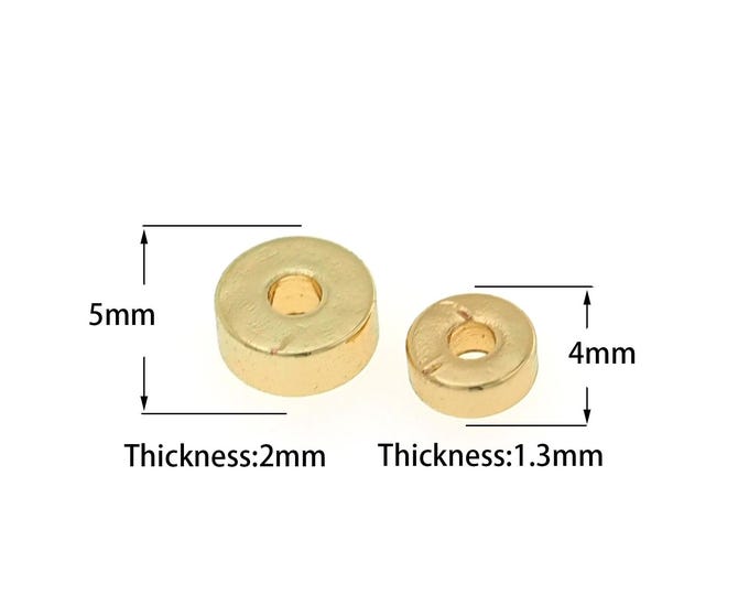 10 pcs 18K Gold Filled Flat Beads ,Flat Beads,Gold Flat Beads,Spacer Beads, DIY Jewelry Supplies