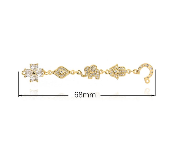 18K Gold Filled Flower Connector,Bar Lucky Connector,Animal Connector,DIY Gold Jewelry Making,68mm