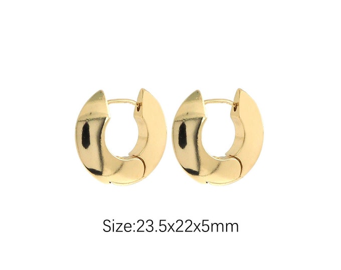 Round Earrings, Women's Personalized Earrings, Sweet Style, Korean Style, Creative Production, 18K Gold Filling 23.5x22x5mm