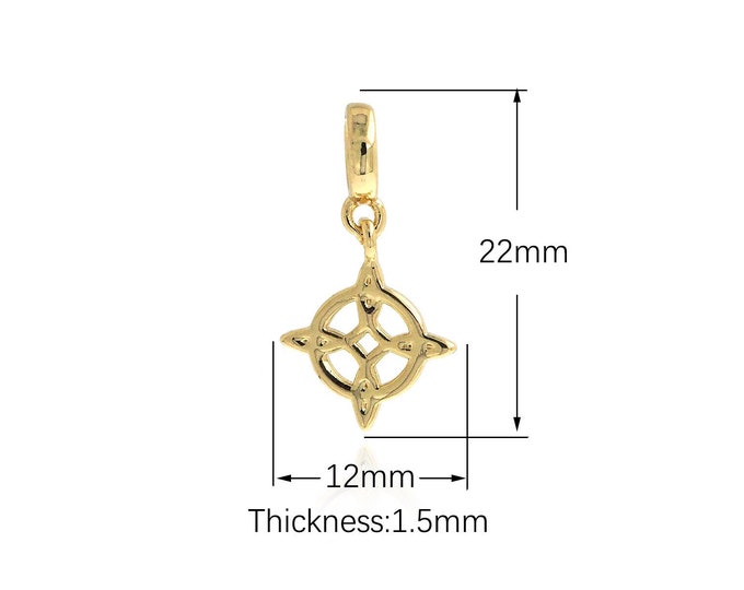 10 pcs Flower Pendant, Micropavé CZ Plant Necklace, 18K Gold Filled Flower Charm, Plant Charm, DIY Jewelry Supplies