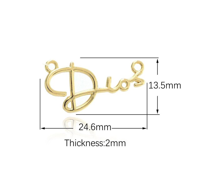 1PCS English Word Pendant Dios Necklace Dios Pendant Your Charm 18k Gold Filled English Writing Necklace Cubic Zirconia 24.6x13.5x2mm
