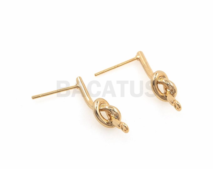 1 Pair, Thin Earrings, 18K Gold Filling Earrings, DIY Earring Accessories, Knotted Earrings, A Gift For Her