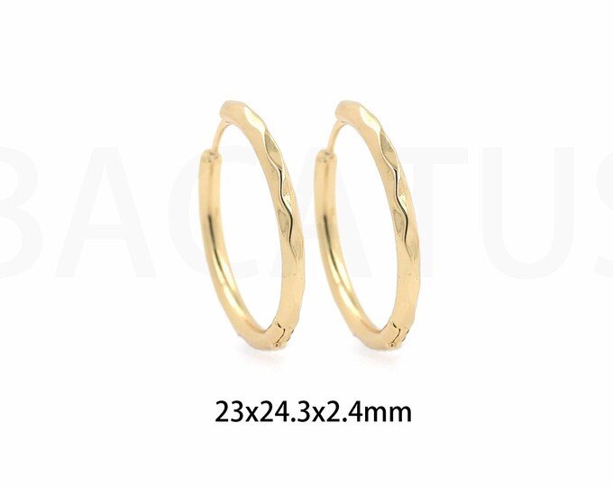 1Pair 18K Gold Filled Round Zircon Earrings Polygonal Earrings Thin Boho Earrings Fine Earrings Gift for Her,Round Earrings,23x24.3x2.4mm