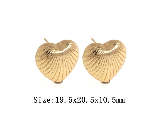 18K Gold Filled  Heart Stud Earrings, Heart Stud Earrings, Gold Heart Minimalist Stud Earrings,Hypoallergenic