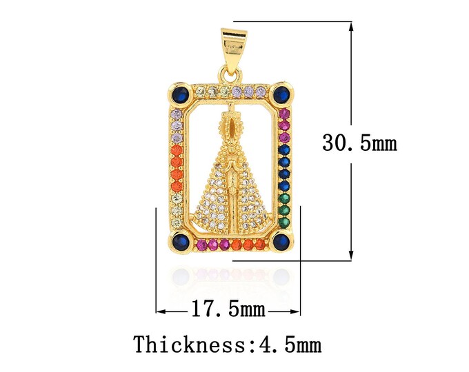 18K Gold Filled Papal Pendant,Gold Dainty CZ Religion Charms,Christian Charm Bracelet Necklace for DIY Jewelry Making Supply