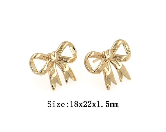 18K Gold Filled  Bow Stud Earrings,Gold Minimalist Stud Earrings,Bow Stud Earrings,Hypoallergenic