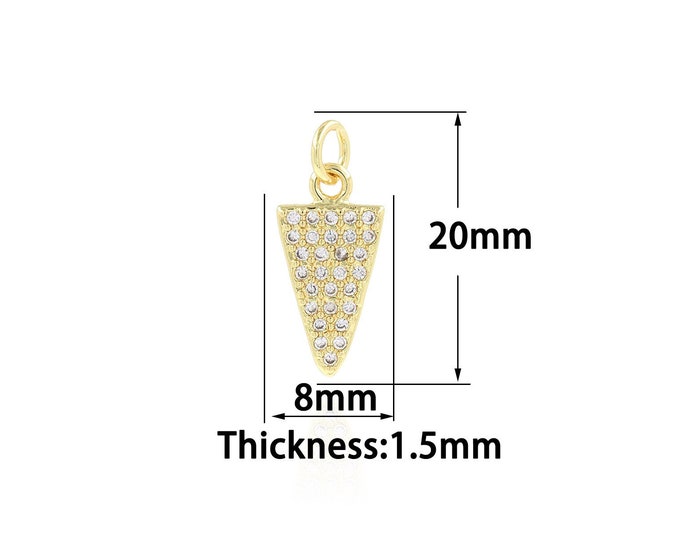 18K Gold Filled Triangle Pendant,Gold Dainty Triangle Charms,CZ Triangle Charm Bracelet Necklace for DIY Jewelry Making Supply