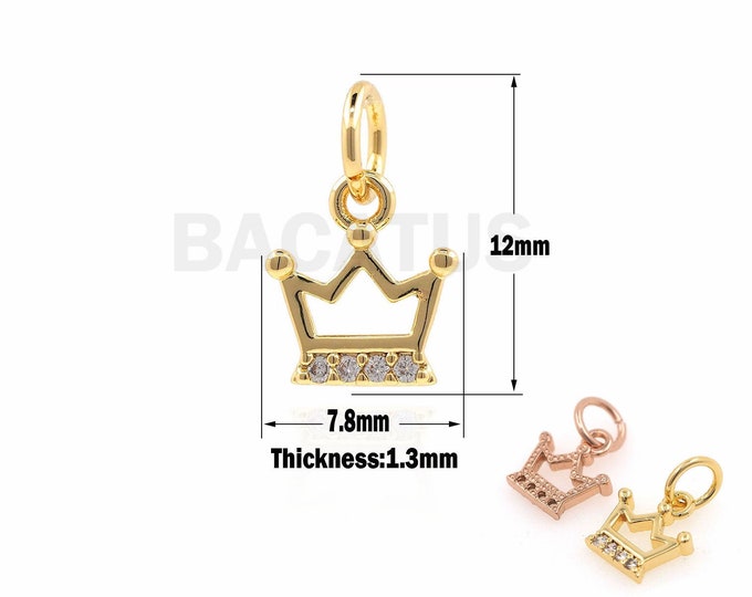 1PCS Mini Crown Pendant, Gold Crown Charm, Hollow Crown Necklace, Suitable For Jewelry Making Supplies 12x7.8x1.3mm