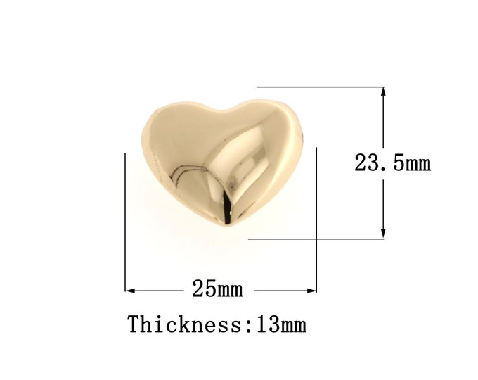 18K Gold Filled Heart Spacer Beads,Fine Spacer Beads,Puffed Heart Spacer Beads,Gold Heart Beads for DIY Jewelry Making Supplies