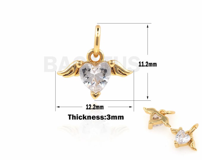 1PCS Angel Heart Charm, Heart Pendant, Angel Heart Charm, Angel Charm, Love Heart Pendant, Suitable For Jewelry Making Supplies 11.2x12x3mm