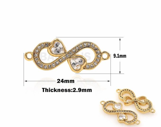 1PCS 18K Love Gem Connector, Connector Charm Is Suitable For Bracelets, Necklaces, Jewelry, Pendants, Jewelry Products 9.1x24x2.9mm
