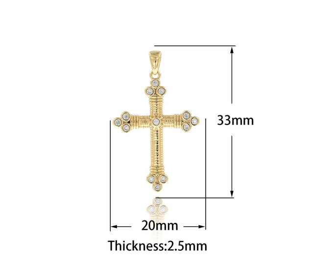 18K Gold Filled Cross Pendant,Gold Dainty CZ Christian Charms,Religious Charm Bracelet Necklace for DIY Jewelry Making Supply