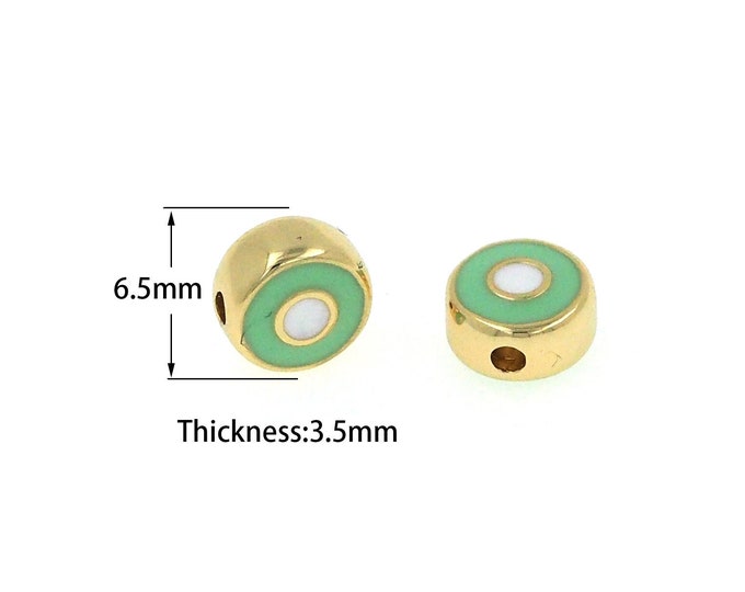 Round Demon Eye Spacer Beads Suitable for Personalized Jewelry Making Enamel Round Perforated Beads Eye Gasket 6.5x3.5mm